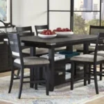 Elegant dining table set with matching chairs