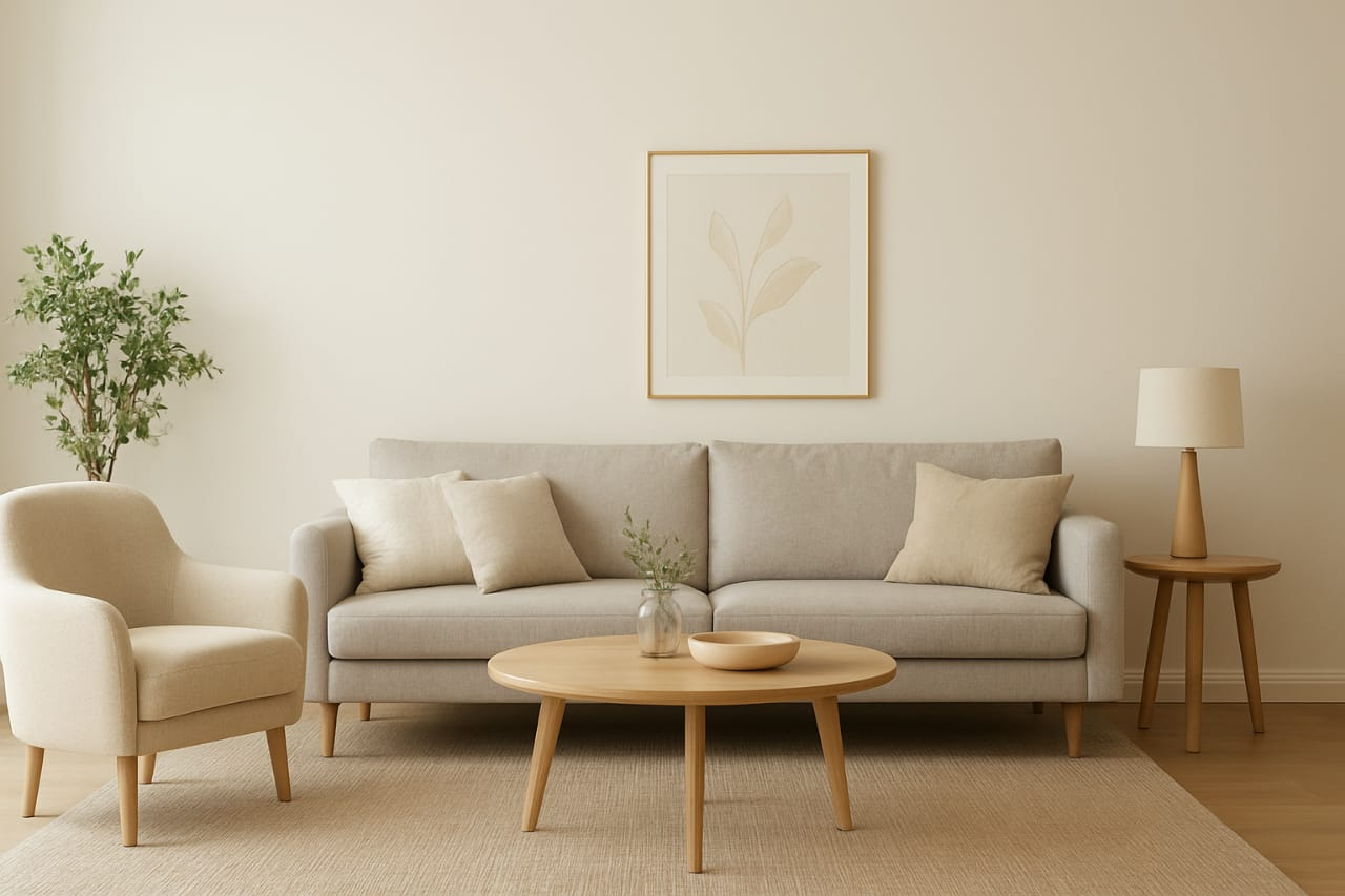 A living room featuring a sofa, chair, and table, illustrating furniture arrangement ideas for comfort and style.
