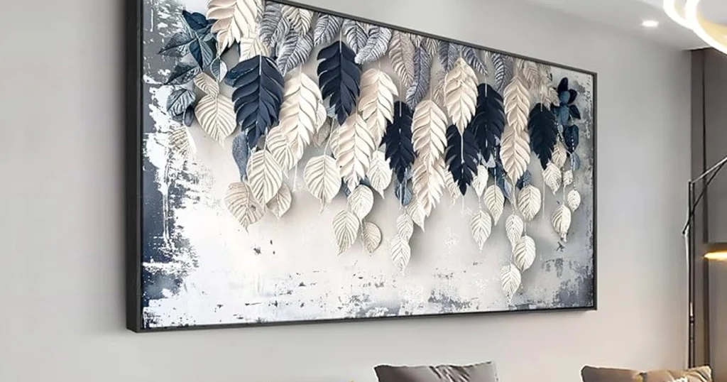 Decorative wall art serving as a stylish focal point in the living room.
