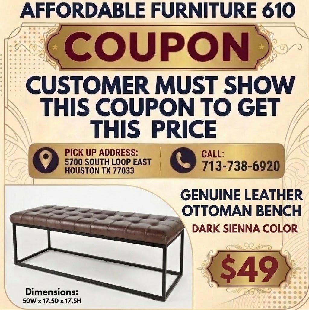 GENUINE LEATHER OTTOMAN BENCH DARK SIENNA