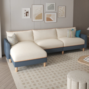 3pc REVERSIBLE SECTIONAL BLUE-BEIGE