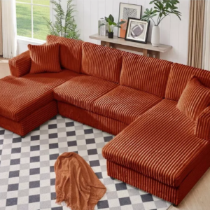 3PC DOUBLE CHAISE LOUNGE SECTIONAL ORANGE